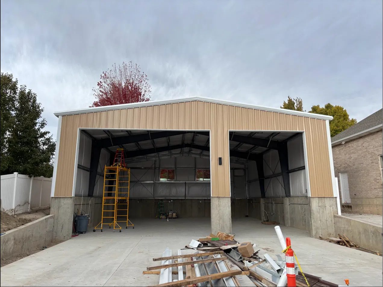 Residential steel shop build in Fountain Green UT